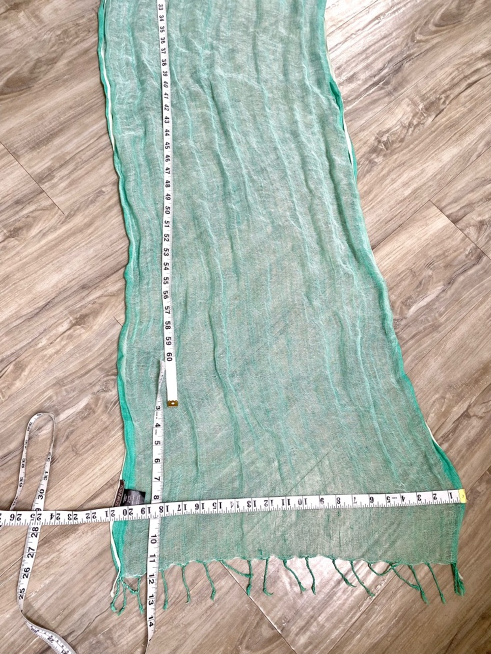 Dreamy Aqua LINEN scarf/wrap w resort vacay beach ocean vibe - Picture 5 of 15